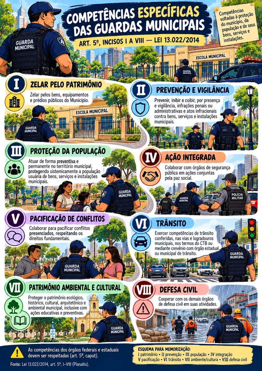 Ficha desenhada: Lei 13.022 · Competências da Guarda