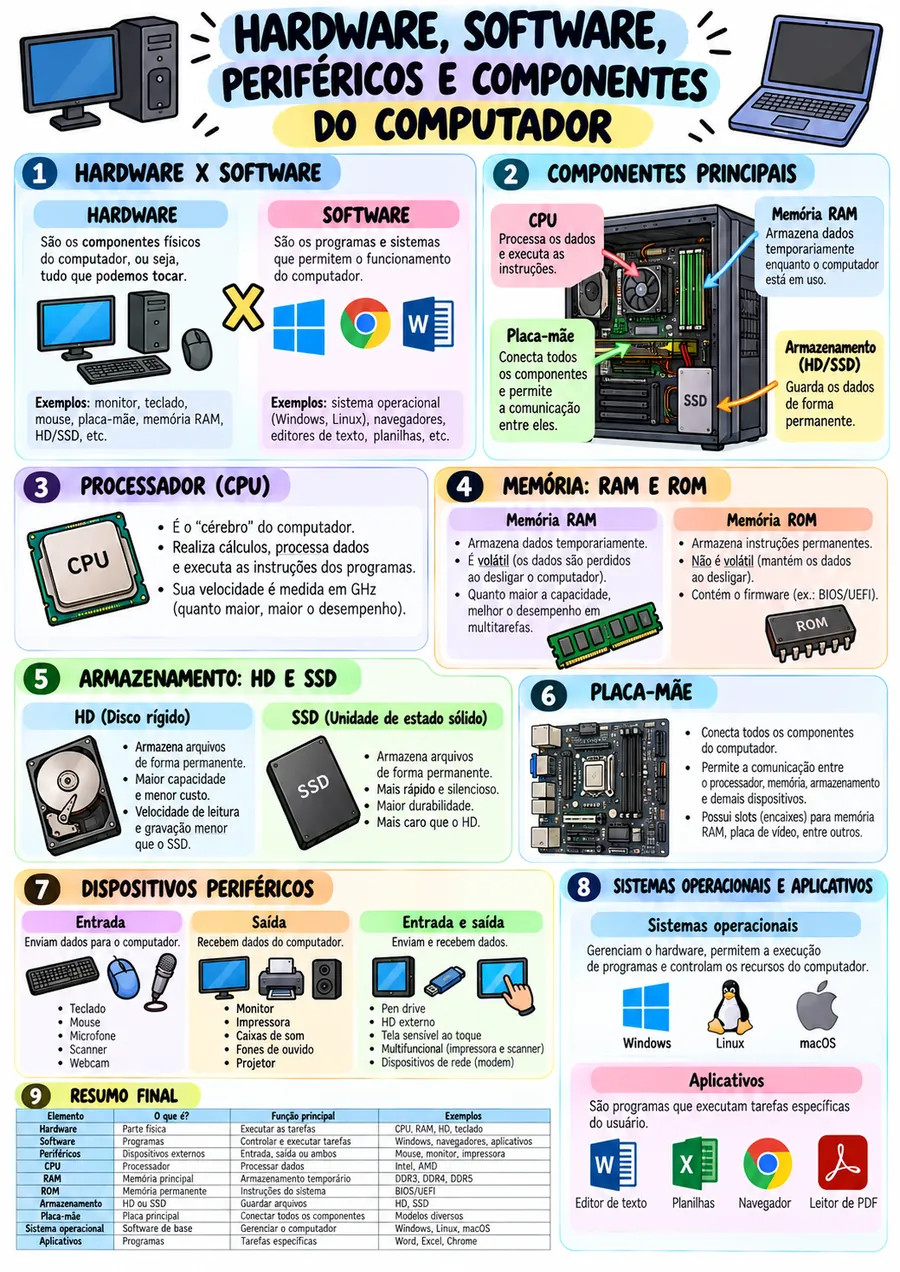 Ficha desenhada: Informática · Hardware e Software